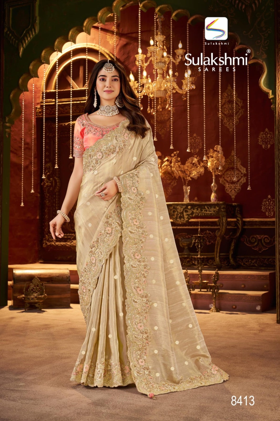 Subhlaxmi Bridal Fancy Saree with Zari Embroidery Border & Designer Blouse