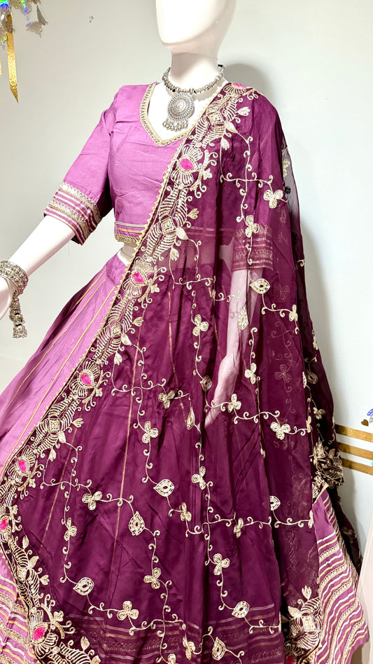 Navratri Pure roman silk chaniya choli with heavy vintage duptta