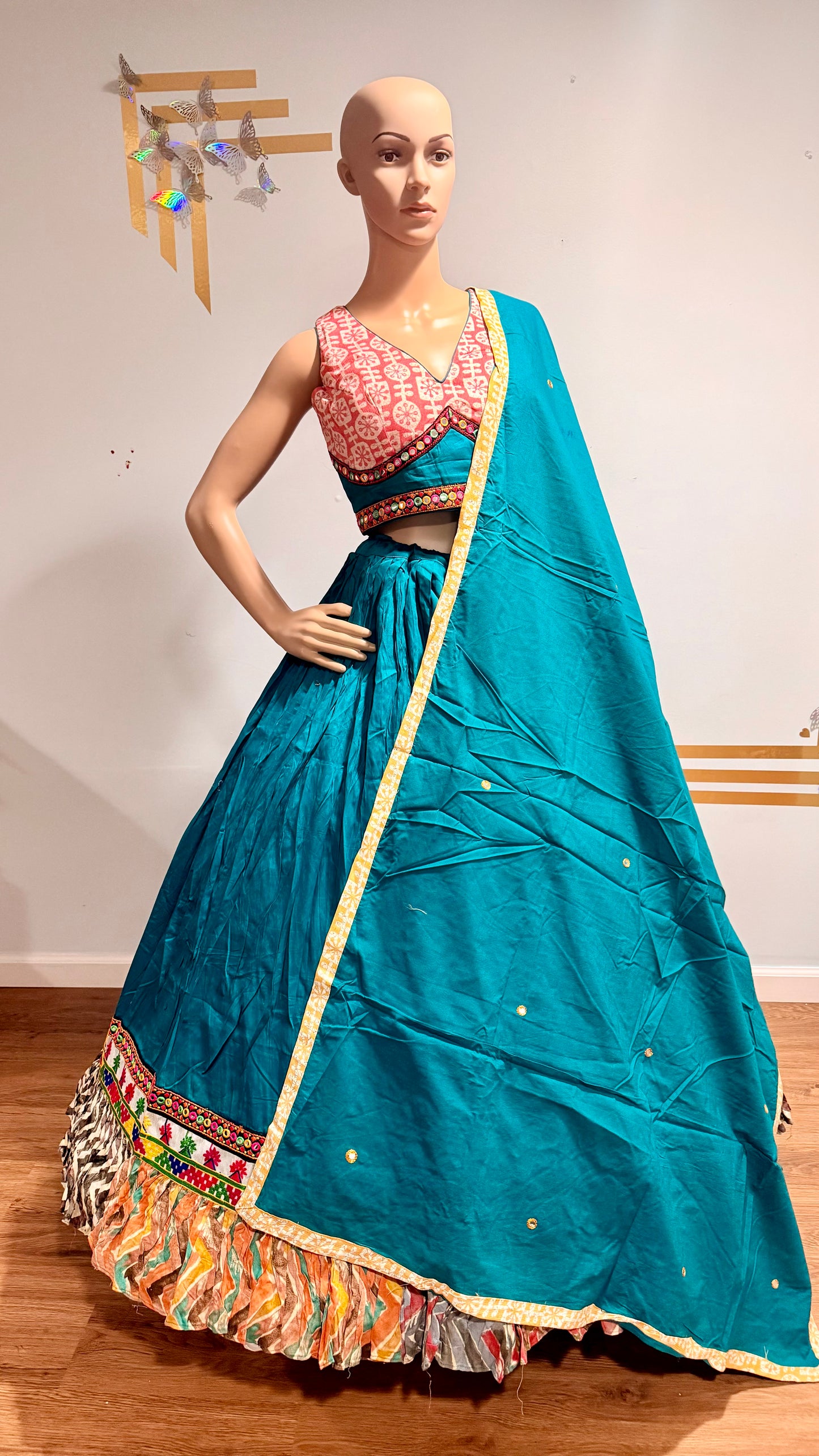 Rayon Cotton Lehenga Choli with Heavy Frill Border & Dupatta – Festive Wear