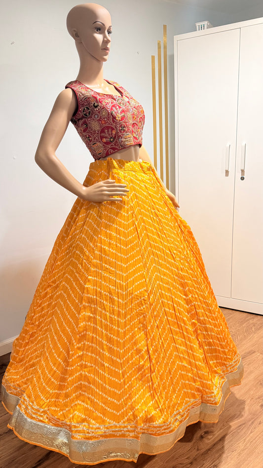 Bandhani Print Roman Silk Chaniya Choli