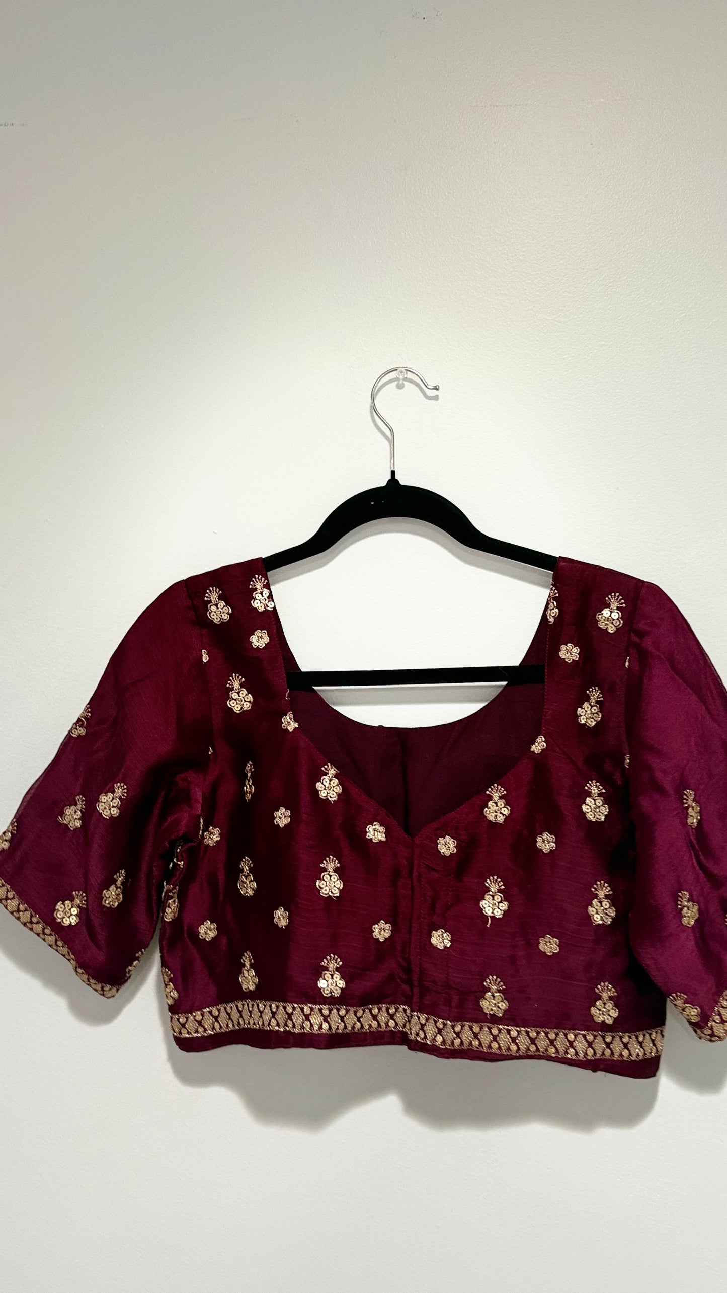 Maroon Chiffon Satin Embroidered Lehenga Set | The "Shahana" Royal Plum Lehenga Set