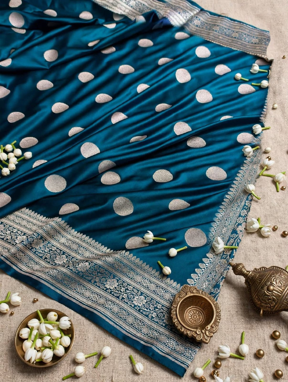 Banarasi Mashroo Katan Silk Saree with Buti Design