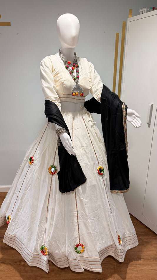 Elegant Pure Cotton Mirror Work Chaniya Choli