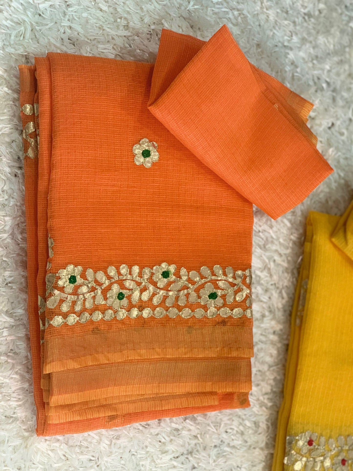 Handcrafted Rajasthani Cotton Saree with Gota Patti Work