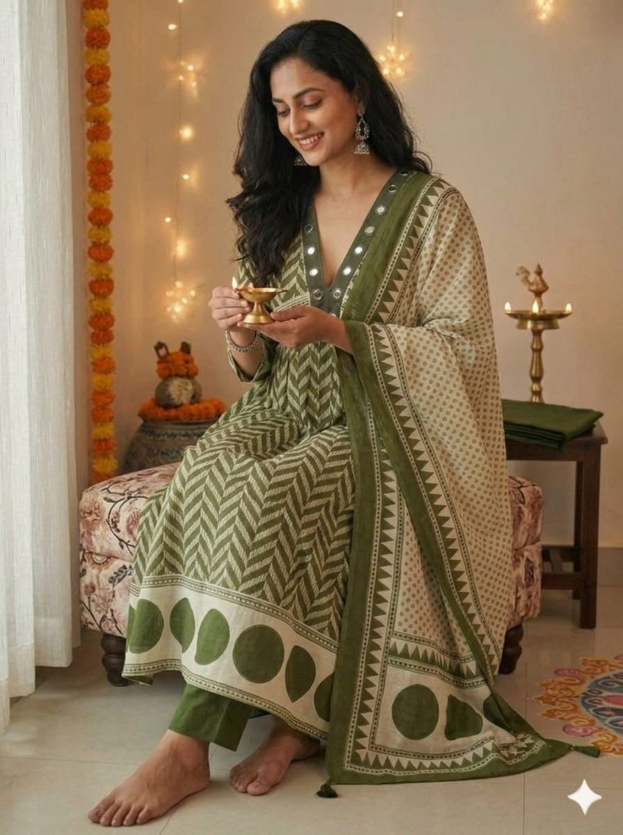 Lahariya Pattern Pure Cotton 3-Piece Suit Set