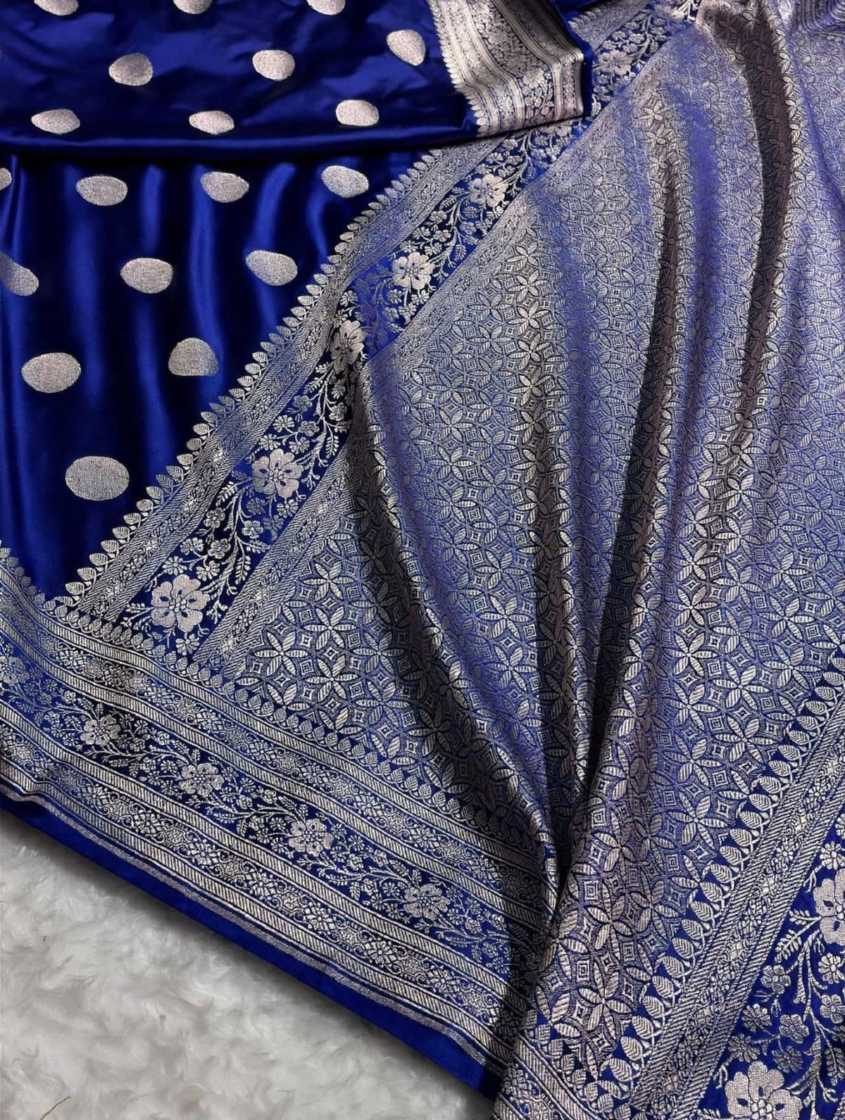 Banarasi Mashroo Katan Silk Saree with Buti Design