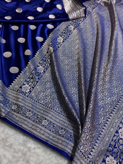 Banarasi Mashroo Katan Silk Saree with Buti Design