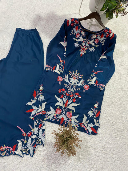 Designer Embroidered French Crepe Co-Ord Set