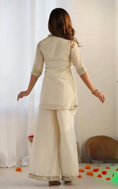 Inaya Wrap Set – Elegant Ivory Wrap Co-ord Set