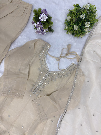 Saugat Crunchy Silk Sharara Set with Heavy Embroidery Dupatta