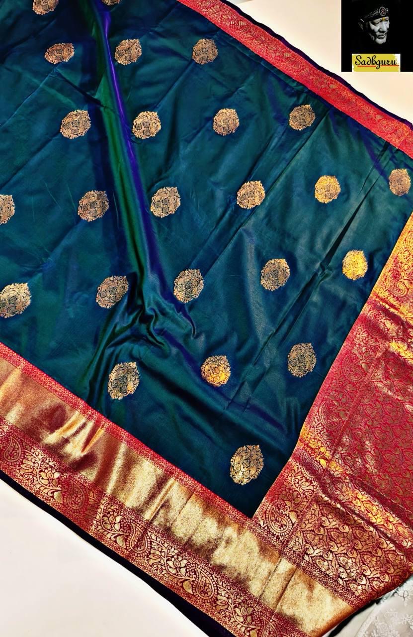 Premium Kanjivaram Soft Silk Saree with Copper Zari Weave