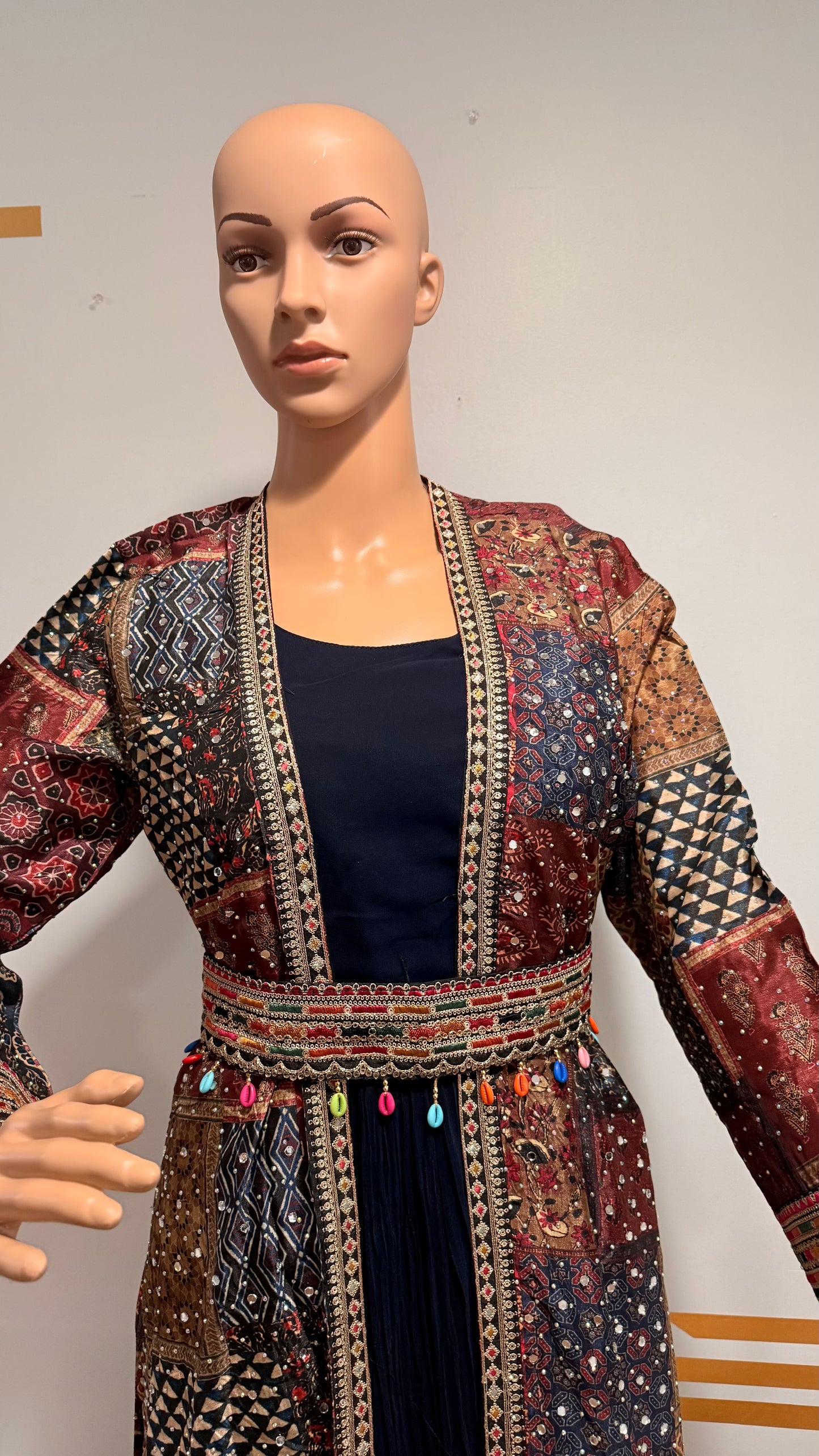 Blue Georgette Gown with Stone & Zari Work Jacket – Festive & Party Wear