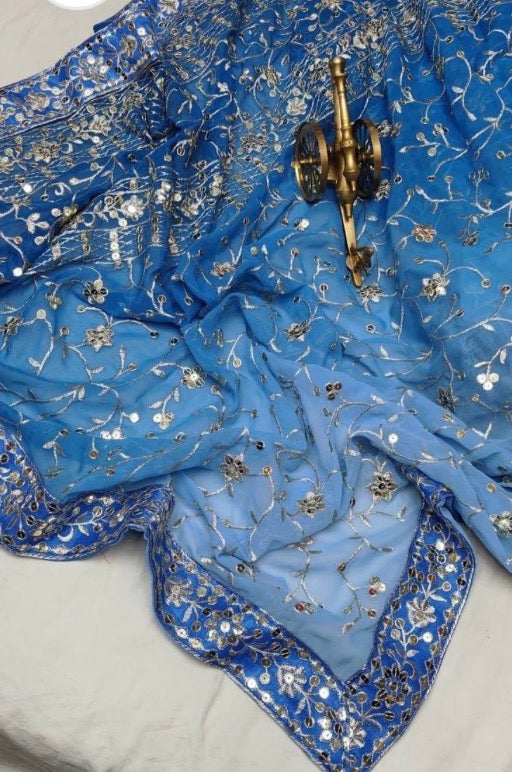 Elegant Georgette Sequence Saree with Matching Running Blouse
