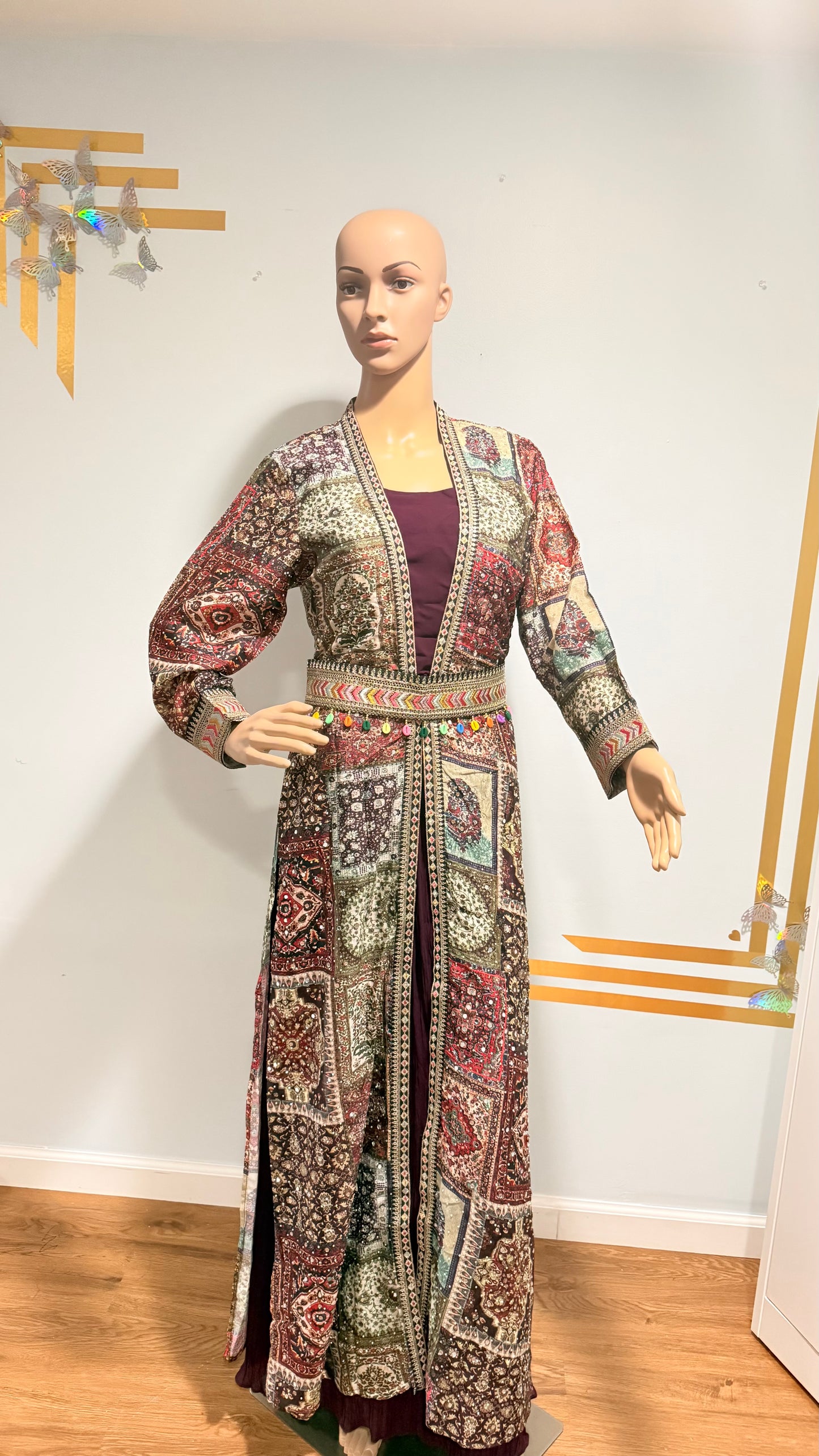 Blue Georgette Gown with Stone & Zari Work Jacket – Festive & Party Wear
