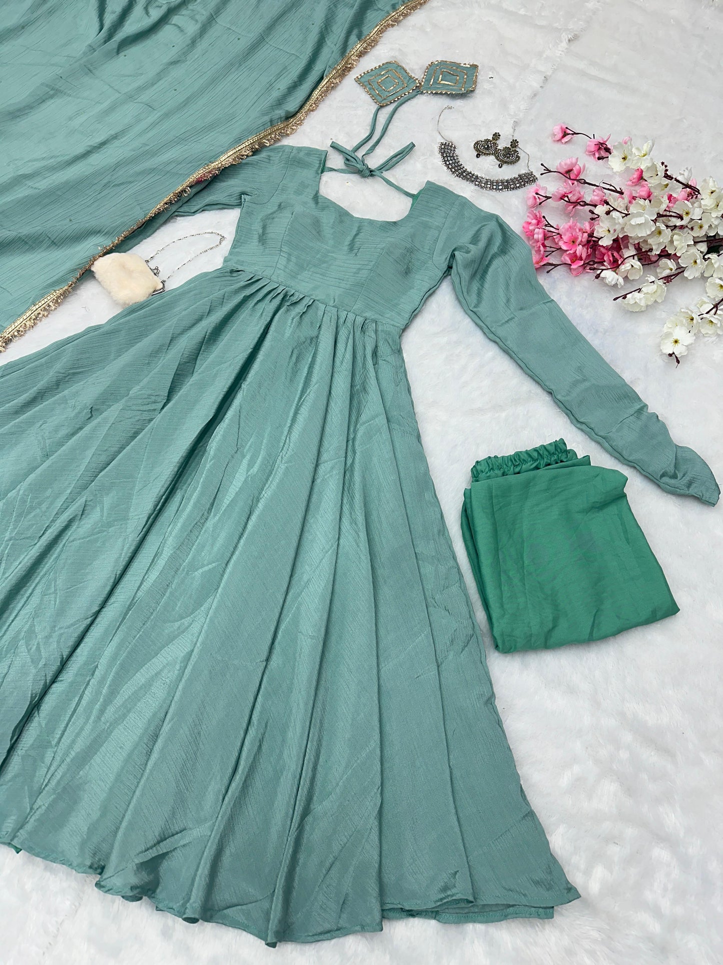 Elegant Party Wear Anarkali Dress with Dupatta