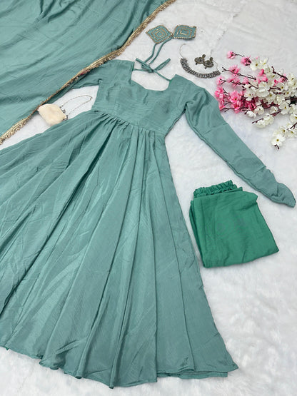 Elegant Party Wear Anarkali Dress with Dupatta