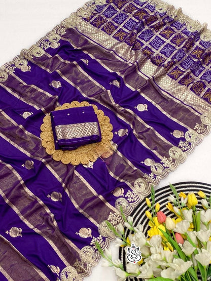Premium Dola Viscose Bandhej Saree