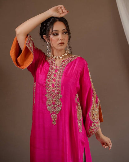 Heavy Chinon Embroidered Plazzo Set with Dupatta |