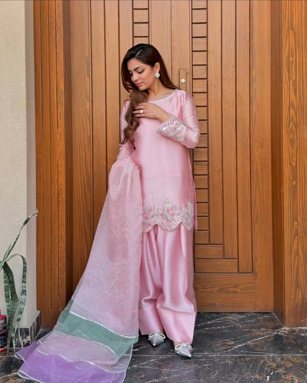 Farshi Palazzo Suit Set with Organza Dupatta