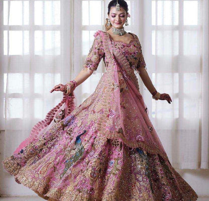 Rajwadi Fox Georgette Bridal Lehenga | The Enchanted "Mayuri" Bridal Lehenga Set