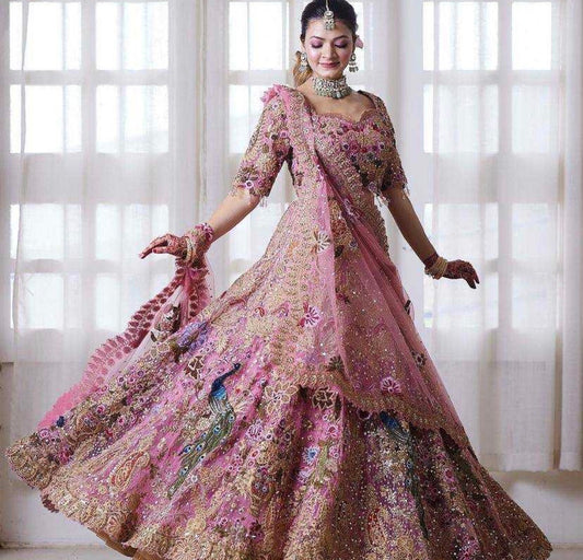 Rajwadi Fox Georgette Bridal Lehenga | The Enchanted "Mayuri" Bridal Lehenga Set