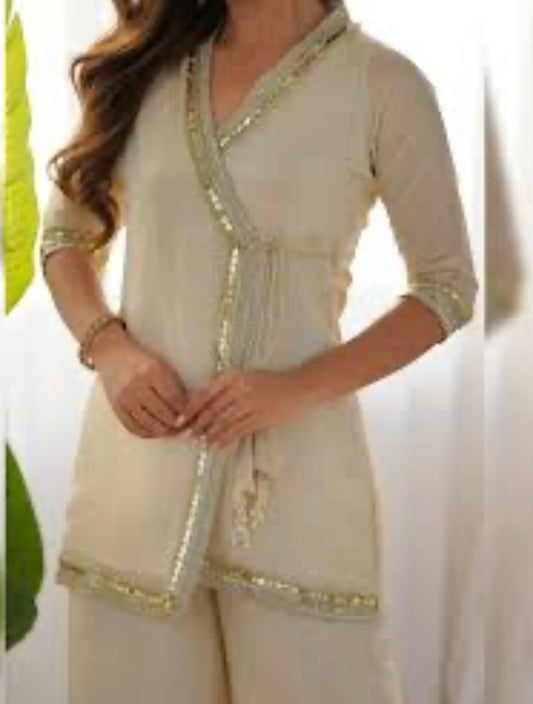 Inaya Wrap Set – Elegant Ivory Wrap Co-ord Set