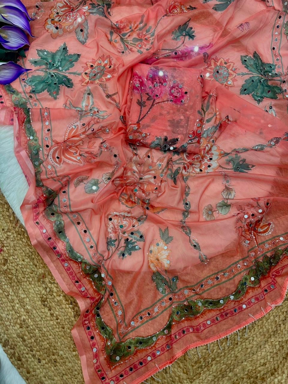 Celebrity Inspired Digital Printed Tebby Silk Saree
