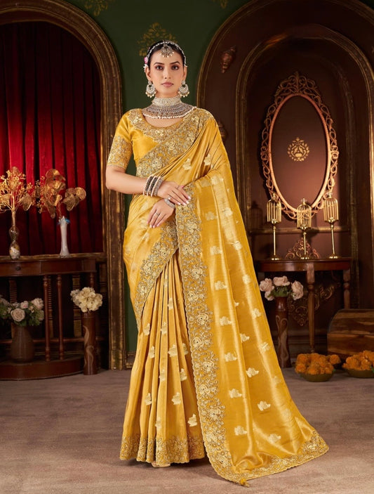 Subhlaxmi Bridal Fancy Saree with Zari Embroidery Border & Designer Blouse