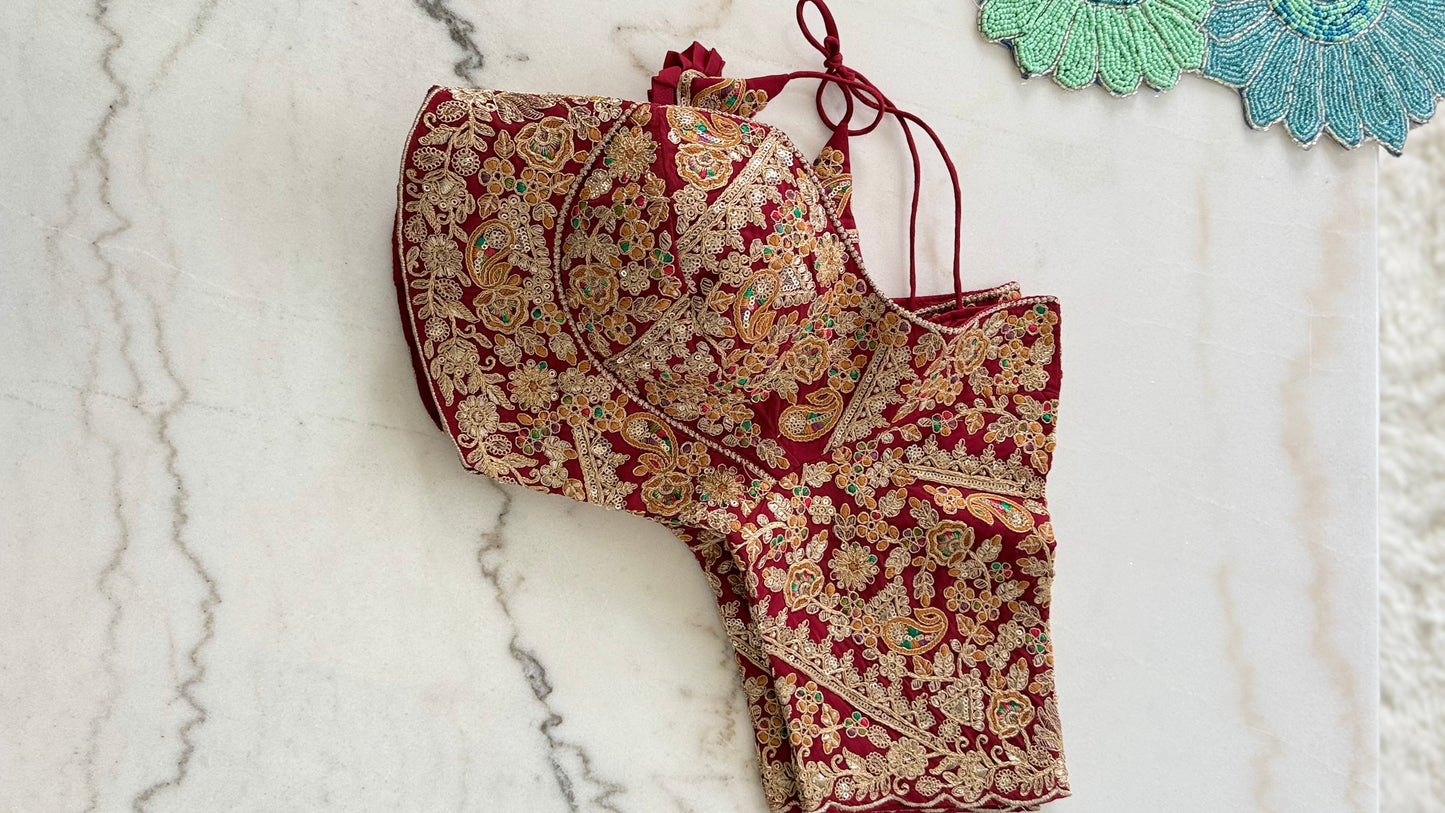 Designer Bridal Blouse with Heavy Embroidery & Latkans – Available in 6 Colors