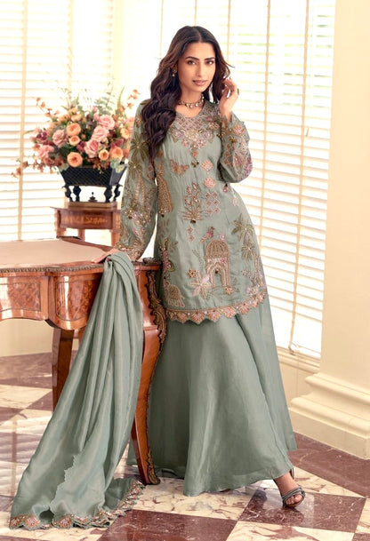 New Launch Pakistani Style Simar Silk 3-Piece Suit Set | Heavy Beads & Handwork