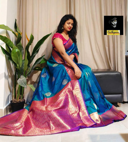 Premium Kanjivaram Soft Silk Saree with Copper Zari Weave