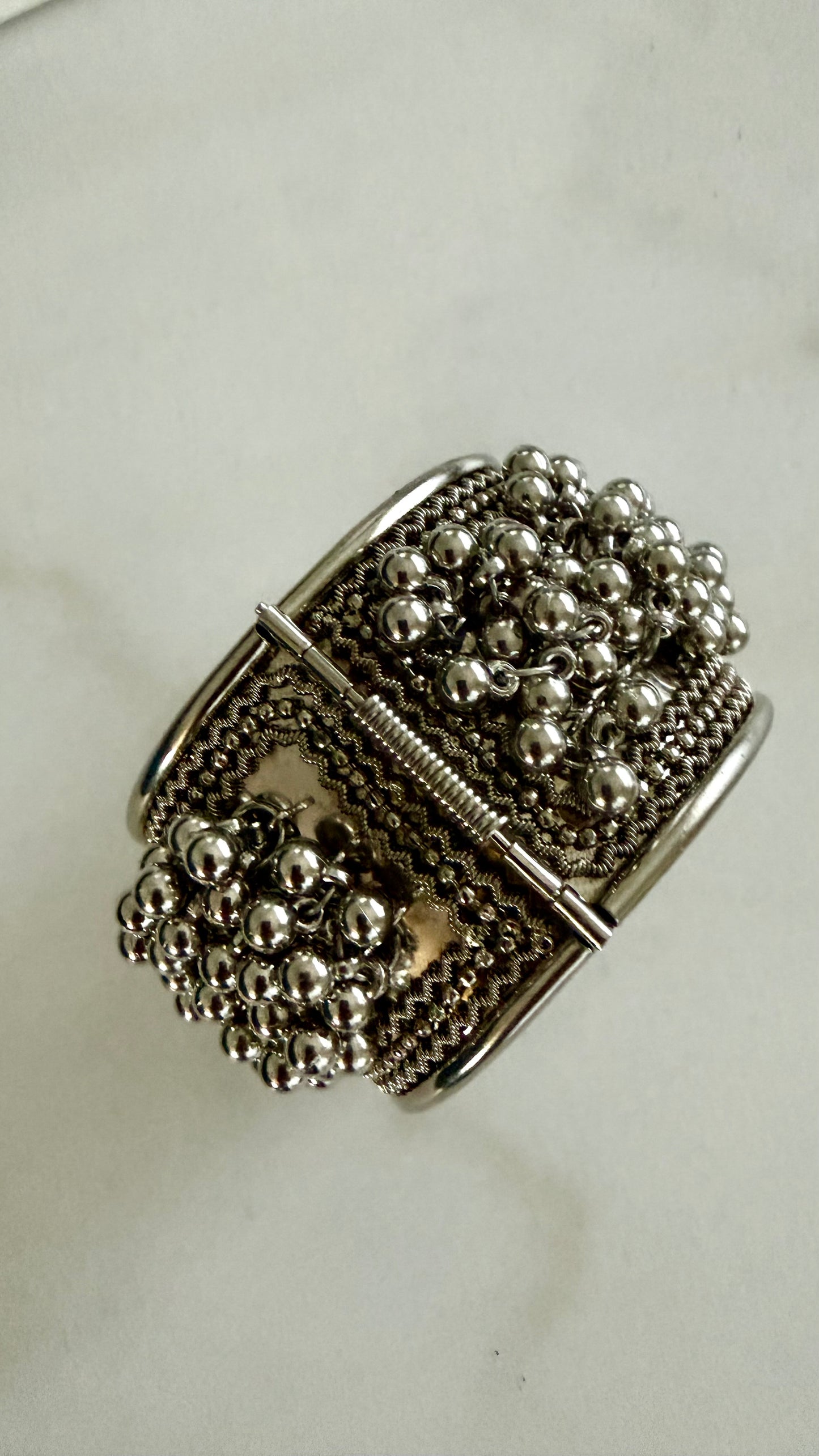Oxidized Silver (imitation jewelry )Beaded Cuff Bracelet: Indian Boho Jewelry
