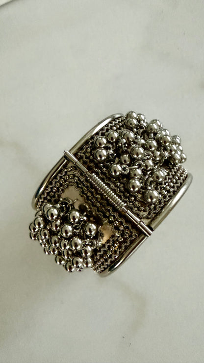 Oxidized Silver (imitation jewelry )Beaded Cuff Bracelet: Indian Boho Jewelry