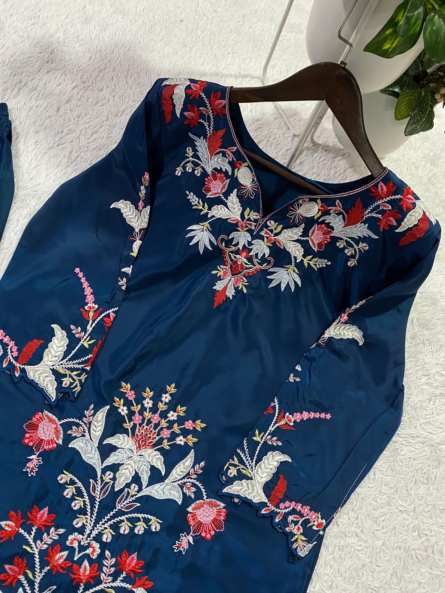 Designer Embroidered French Crepe Co-Ord Set