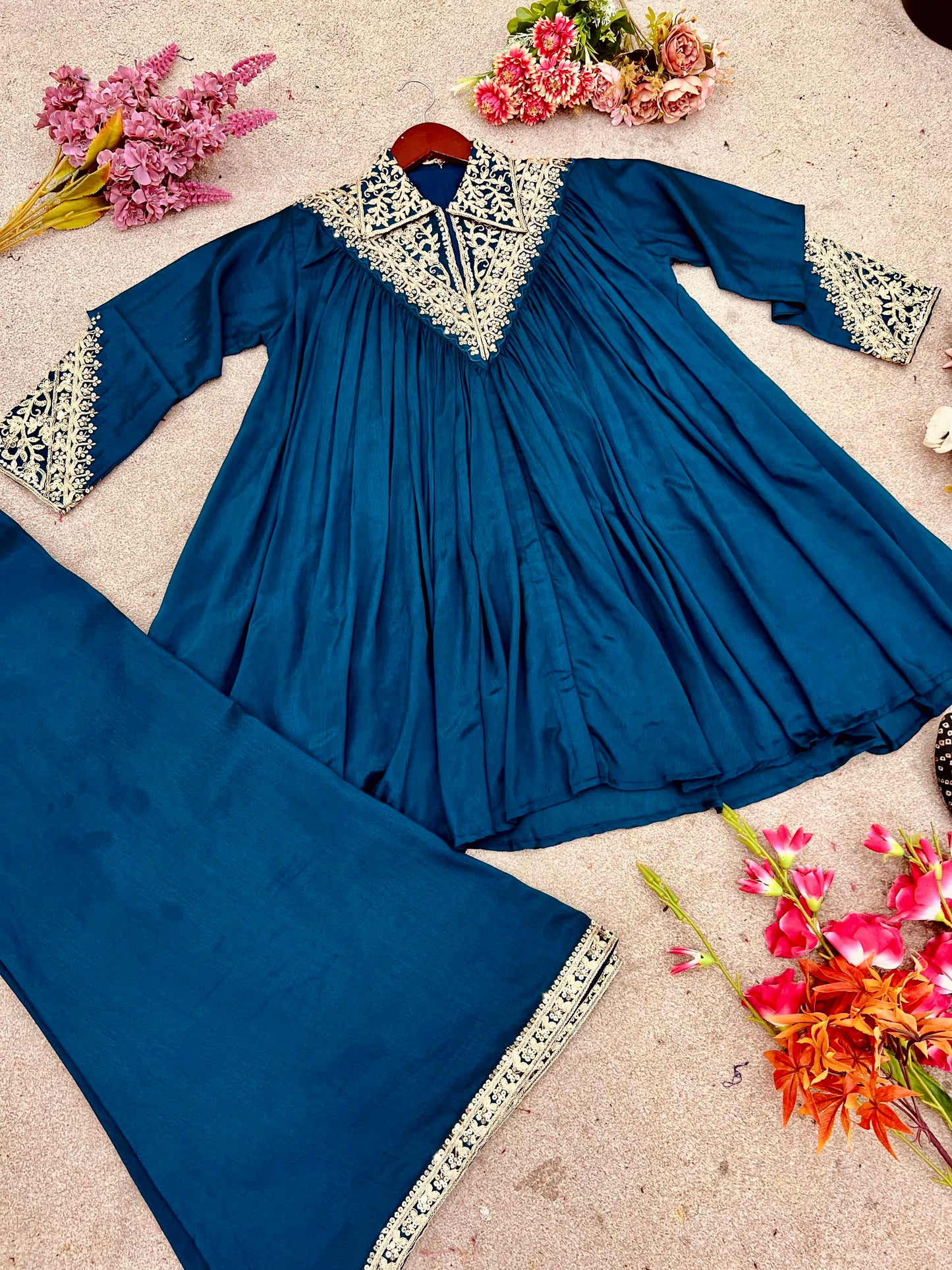 Premium Chinon Embroidered Co-ord Set/Plazzo set