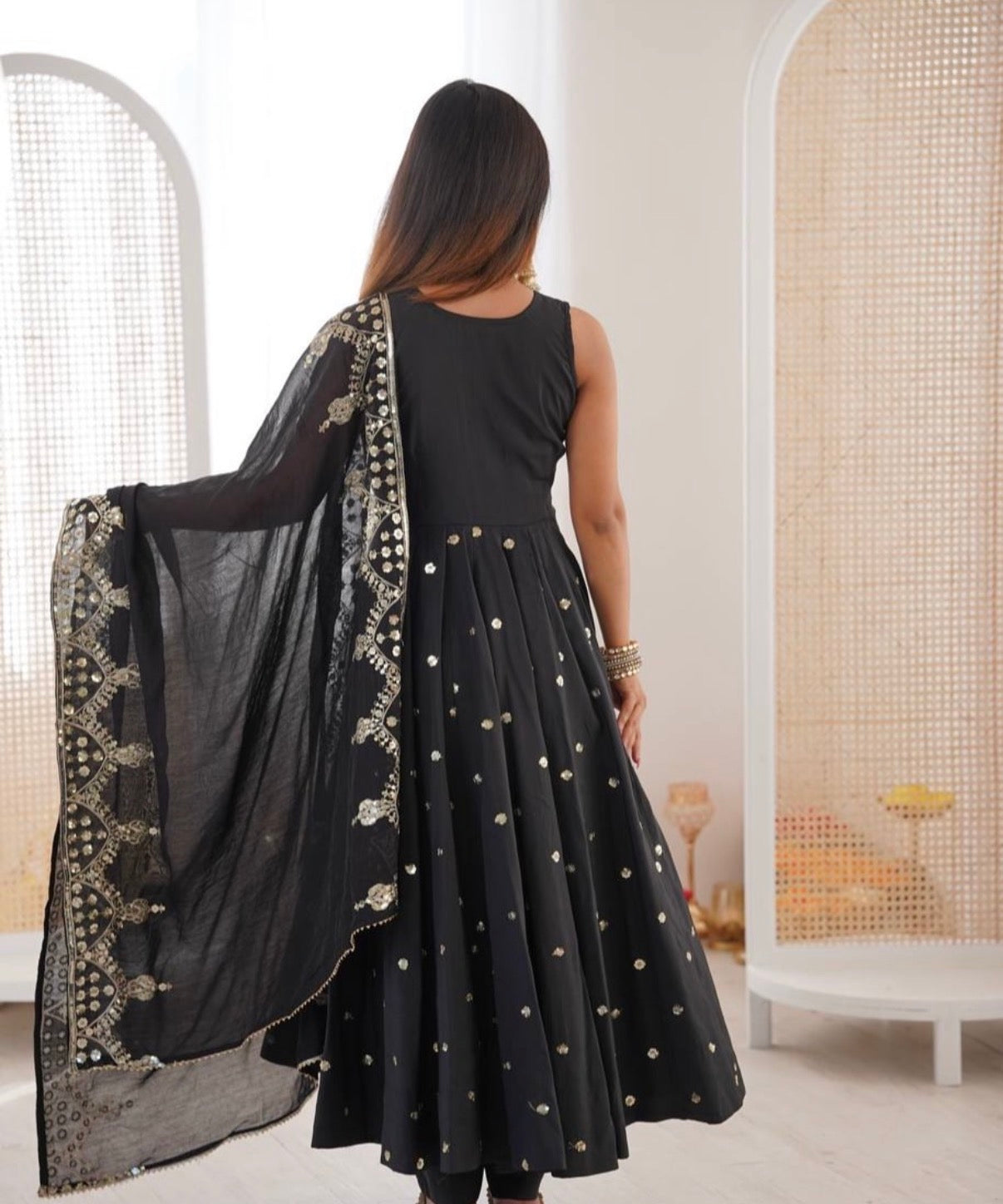 Premium Roman Silk Anarkali Gown Set with Chanderi Dupatta (Restock)