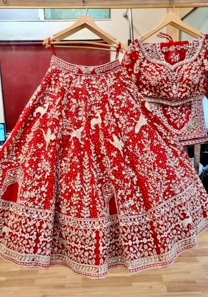 Bridal Heavy Embroidery Mirror Work Lehenga Choli Set
