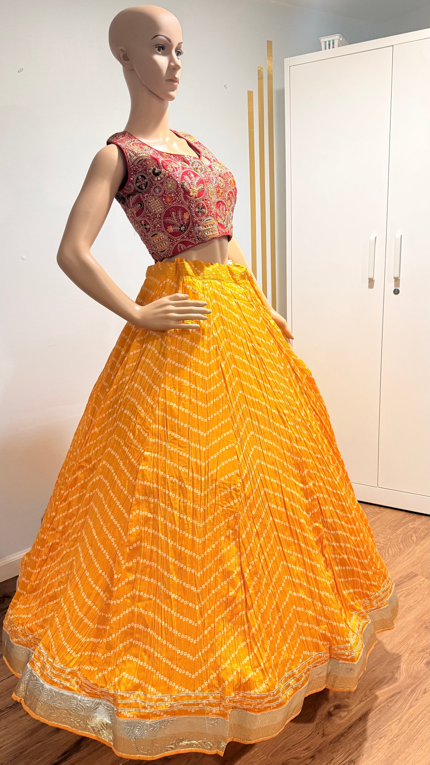 Bandhani Print Roman Silk Chaniya Choli