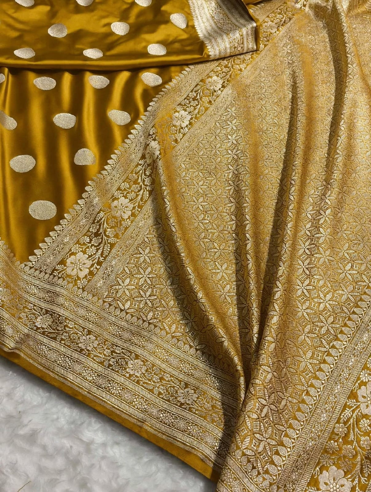 Banarasi Mashroo Katan Silk Saree with Buti Design