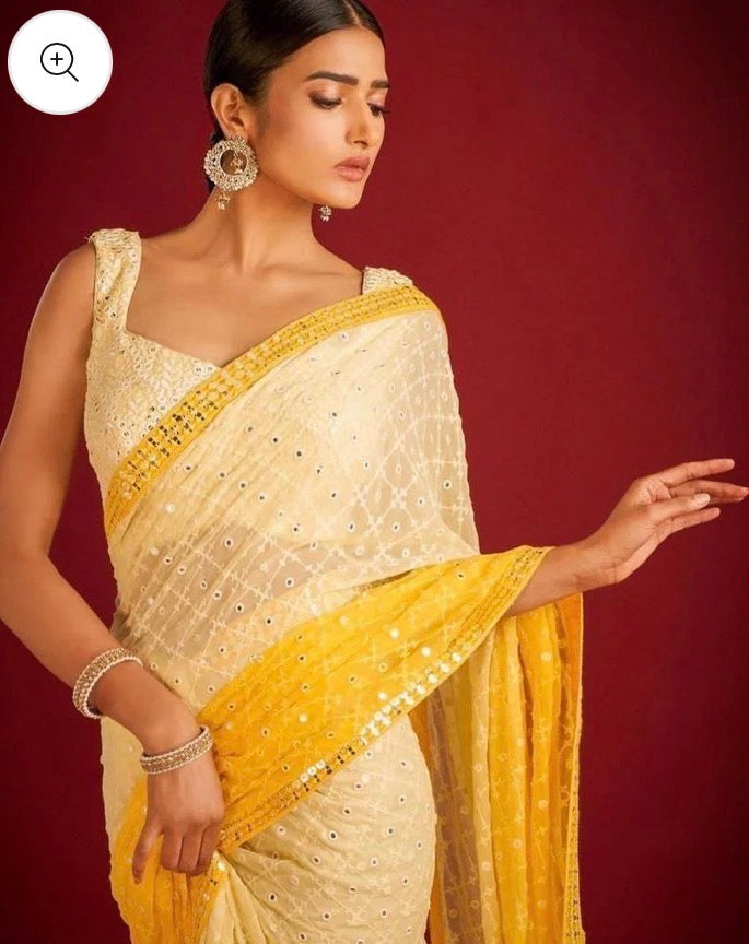 Elegant Georgette Sequence Saree with Matching Running Blouse