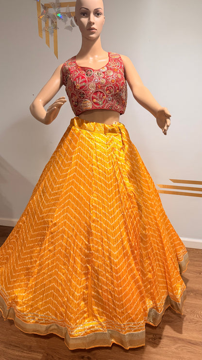 Bandhani Print Roman Silk Chaniya Choli