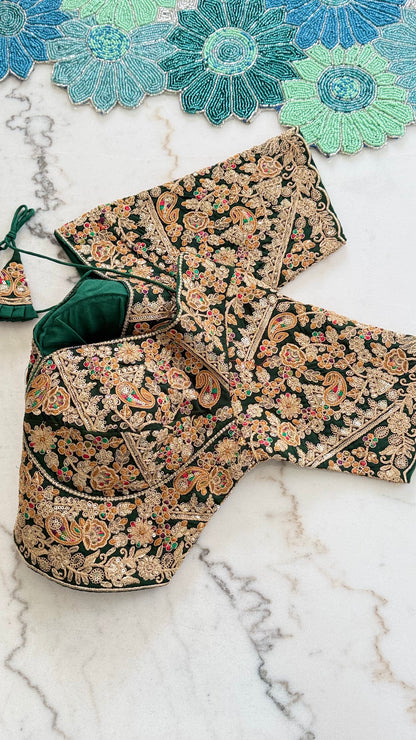 Designer Bridal Blouse with Heavy Embroidery & Latkans – Available in 6 Colors