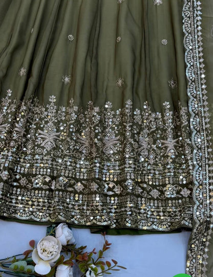 Festive Trending Designer Georgette Gown Set with Sequin Embroidery