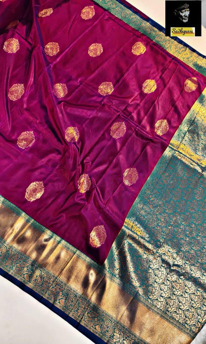 Premium Kanjivaram Soft Silk Saree with Copper Zari Weave