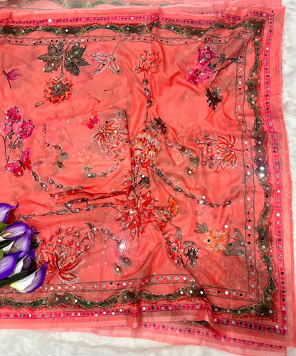 Celebrity Inspired Digital Printed Tebby Silk Saree