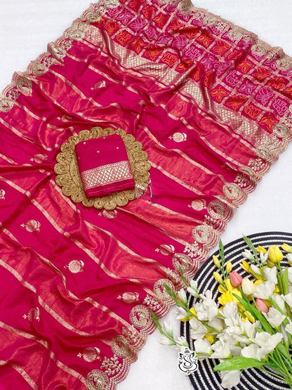 Premium Dola Viscose Bandhej Saree