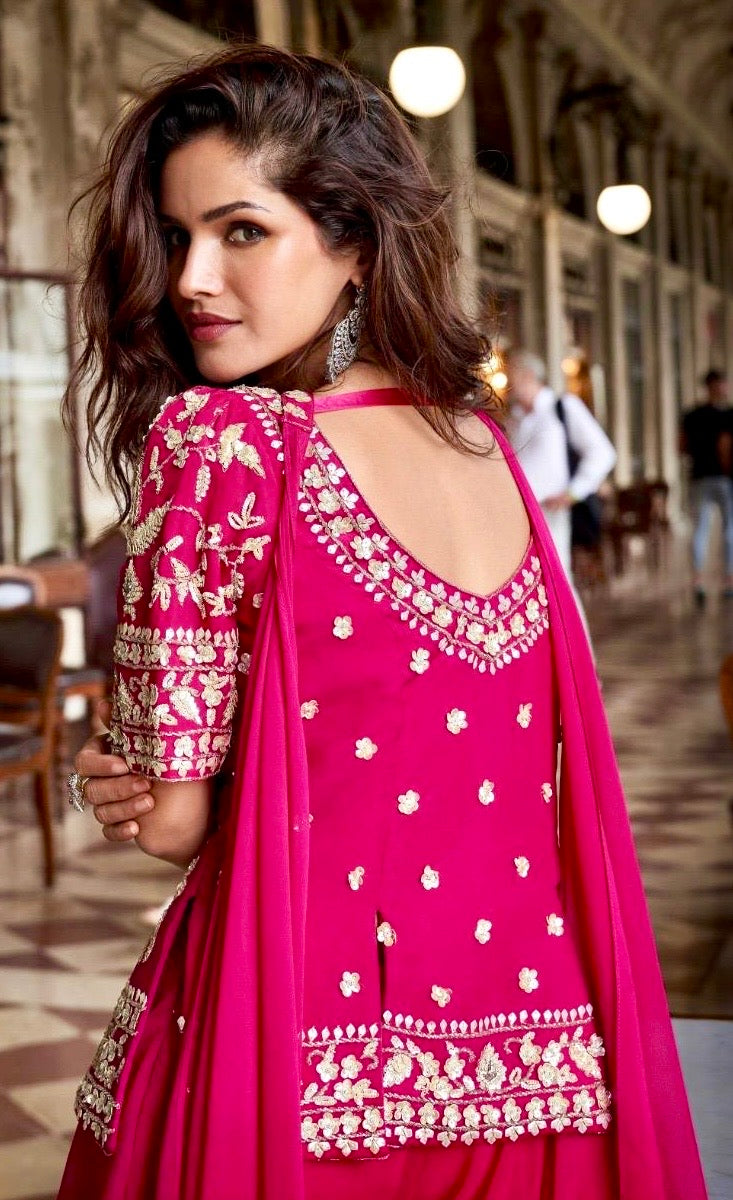 BELA Organza Silk 3-Piece Designer Plazzo Set