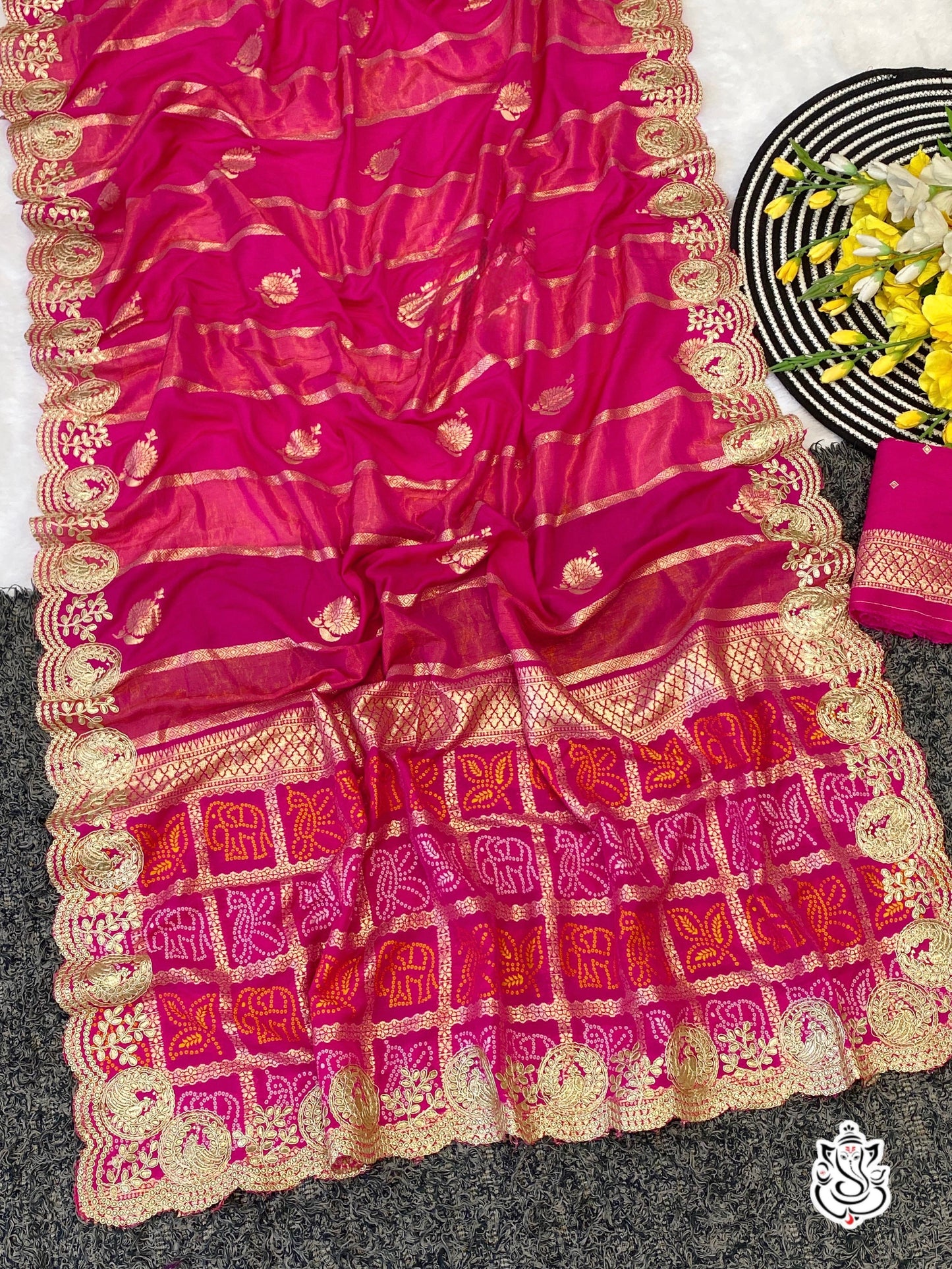 Premium Dola Viscose Bandhej Saree