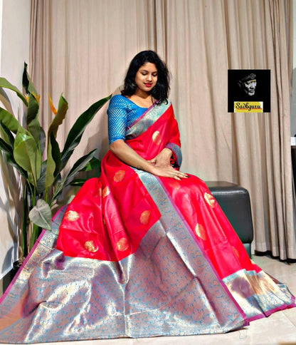 Premium Kanjivaram Soft Silk Saree with Copper Zari Weave