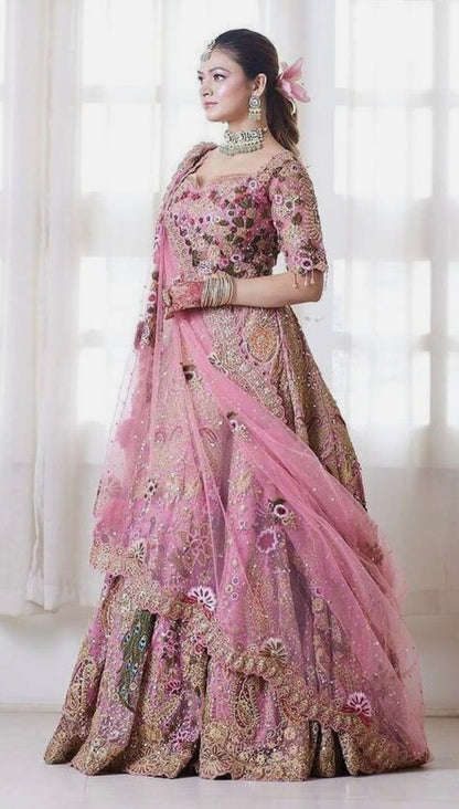 Rajwadi Fox Georgette Bridal Lehenga | The Enchanted "Mayuri" Bridal Lehenga Set